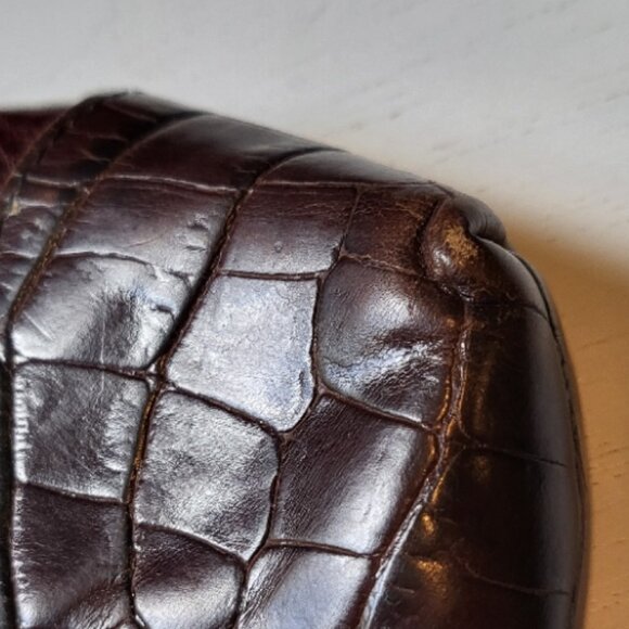 Brighton Card Case Heart Wallet Croc-Embrossed Leather - Picture 7 of 10